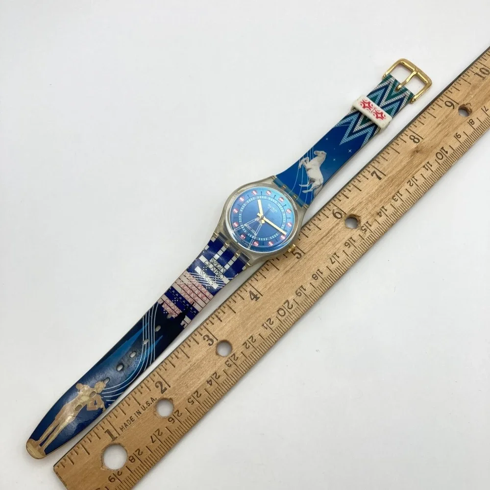 Swatch Time For Vienna Watch 33mm Gent Blue Swiss Made GZ179 New Battery 8.5